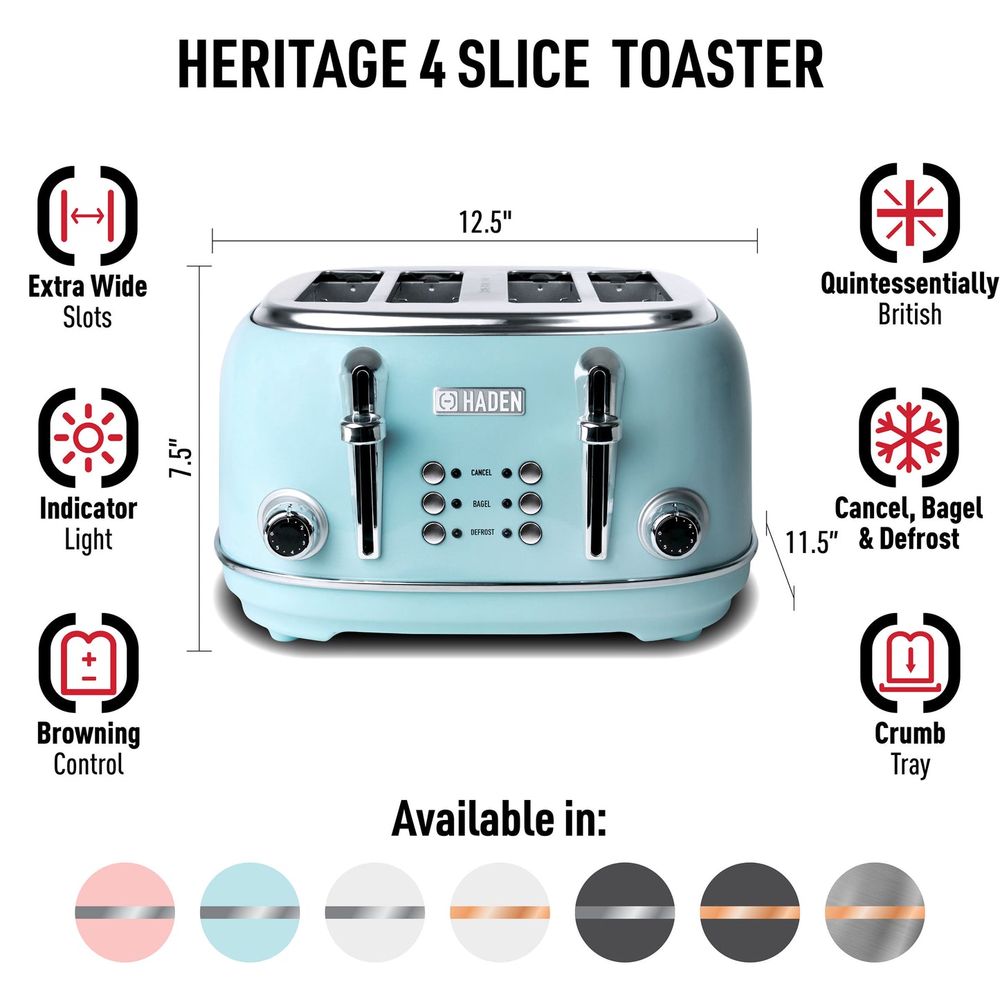 Heritage 4-Slice Toaster, Turquoise - 75005