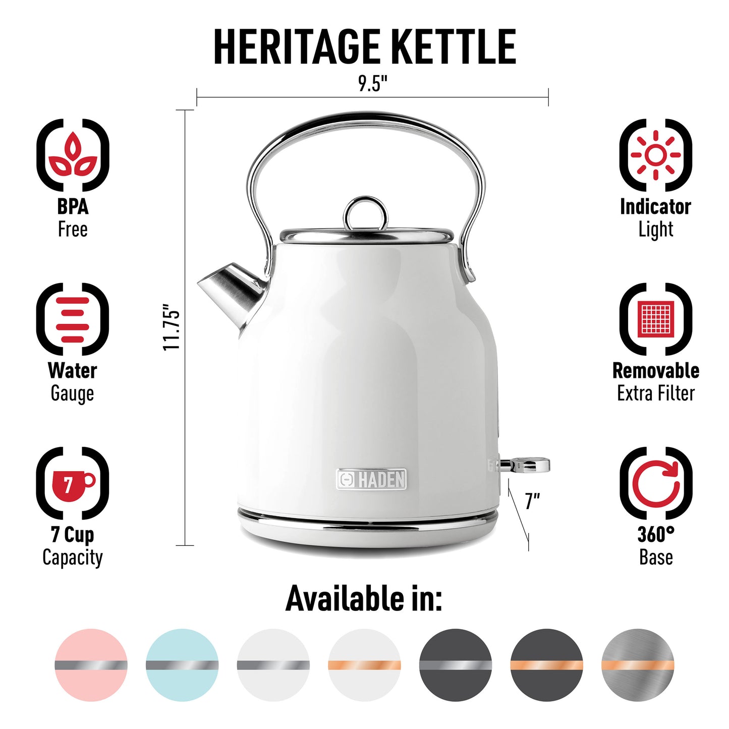 Heritage Electric Kettle, Ivory - 75012