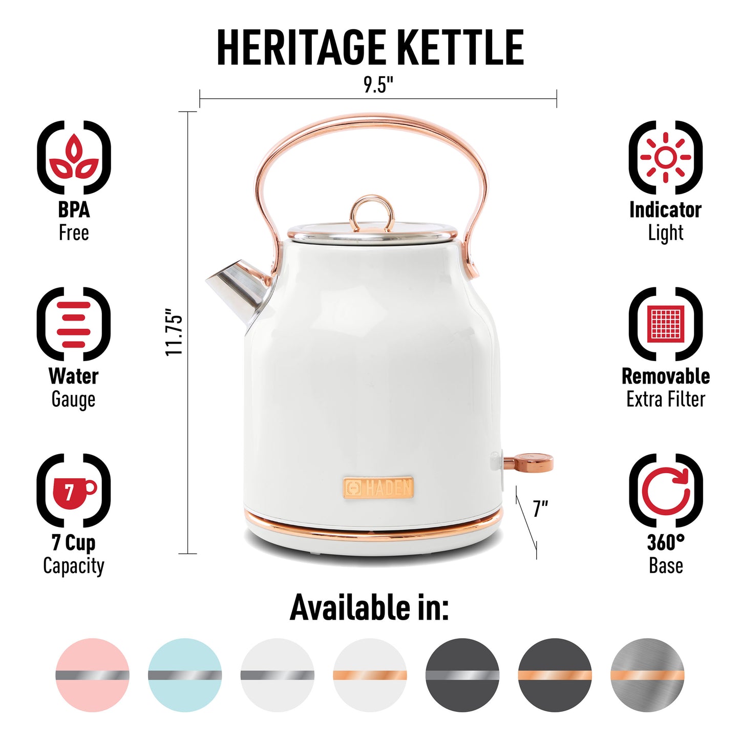 Heritage Electric Kettle, Ivory & Copper - 75089