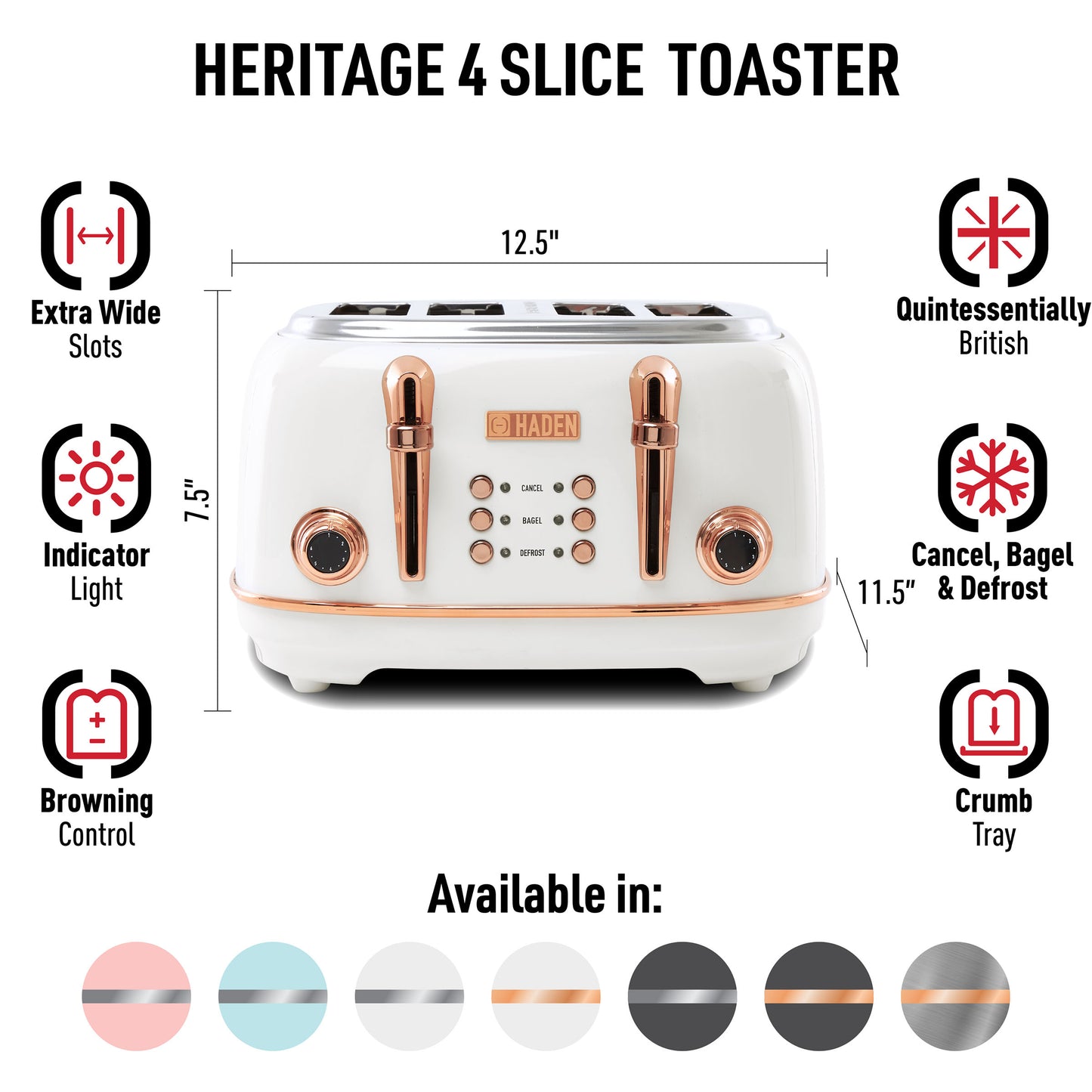 Heritage 4-Slice Toaster, Ivory & Copper - 75090