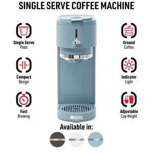 HADEN Single Serve Coffee Machine Sky Blue and Chrome