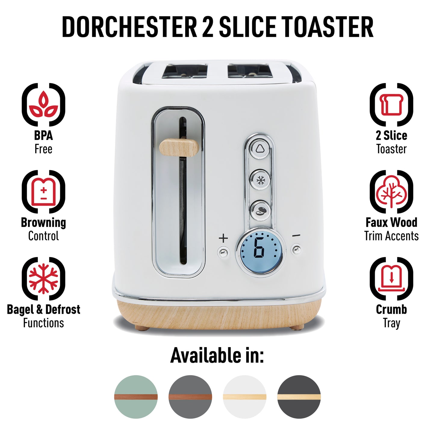 Dorchester 2-Slice Toaster, Matte White - 75111