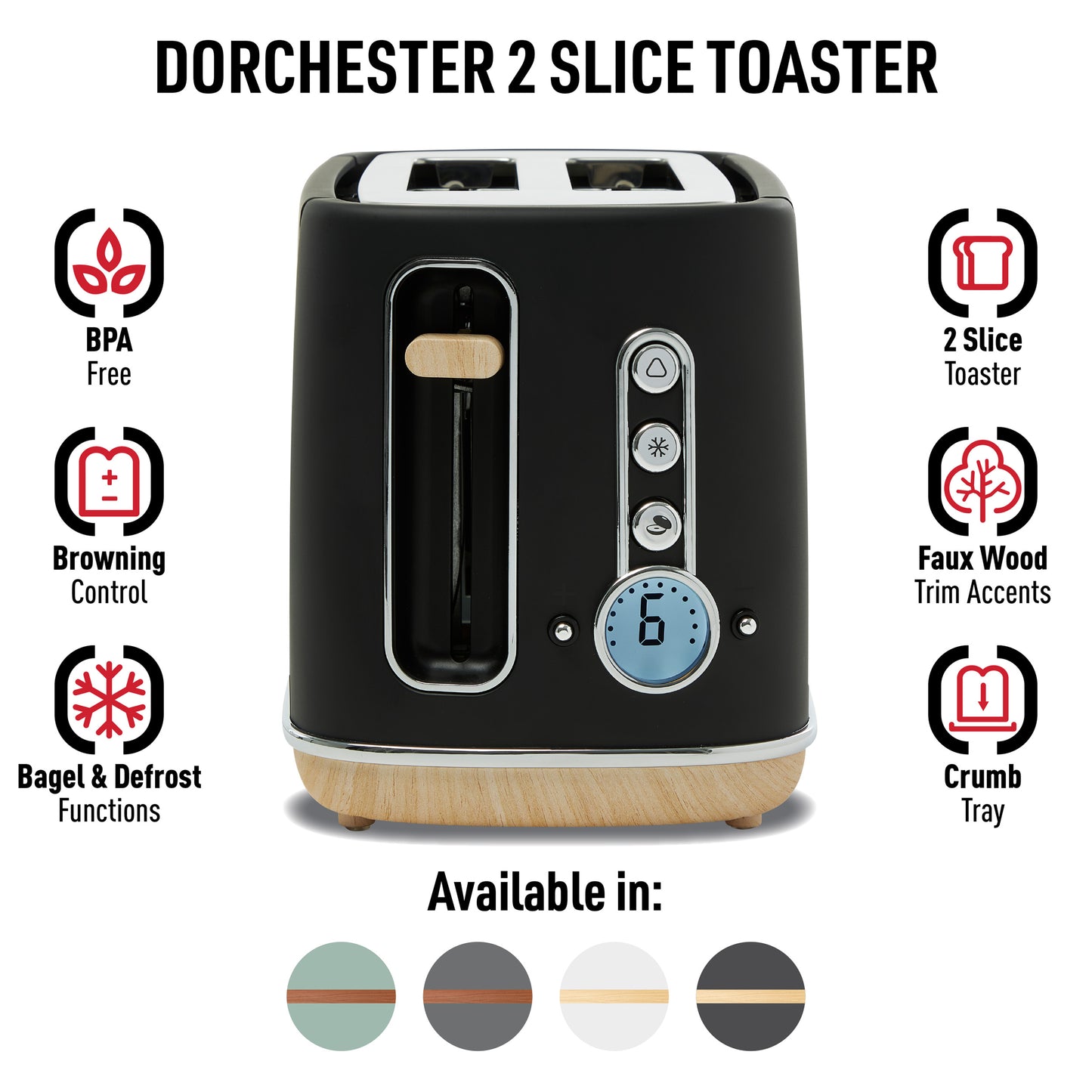 Dorchester 2-Slice Toaster, Matte Black - 75112
