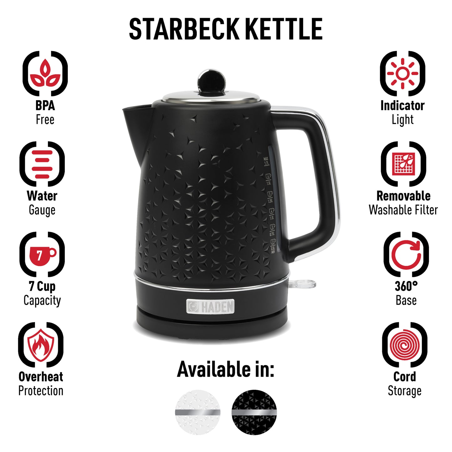 Starbeck Electric Kettle, Black & Chrome - 75128
