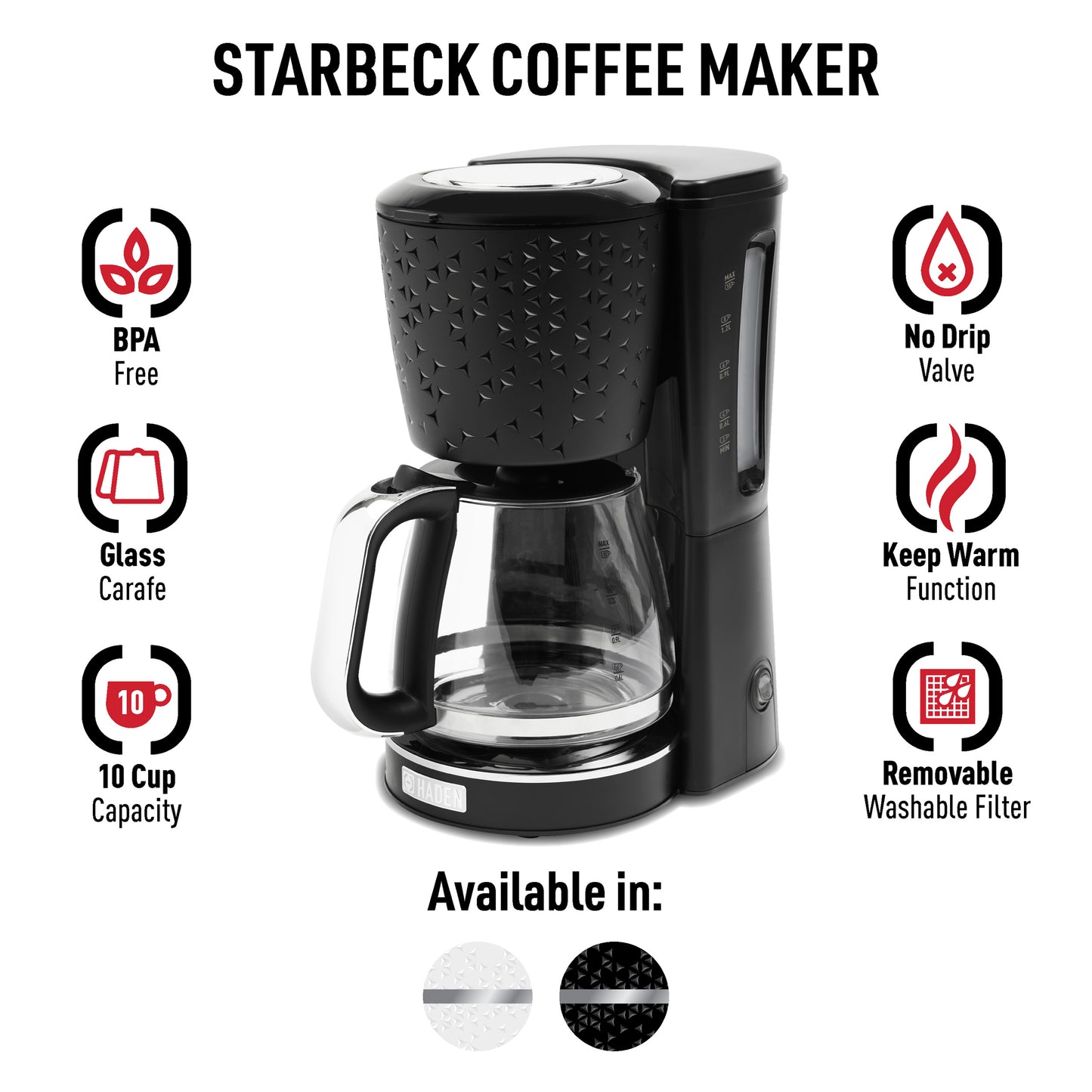 Starbeck Coffee Maker, Black & Chrome - 75129