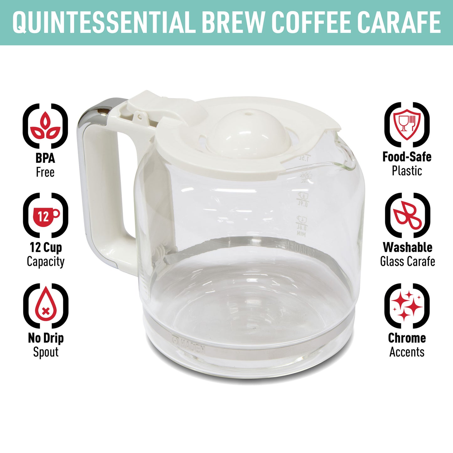 Quintessential Brew Carafe, Ivory & Chrome - 75542