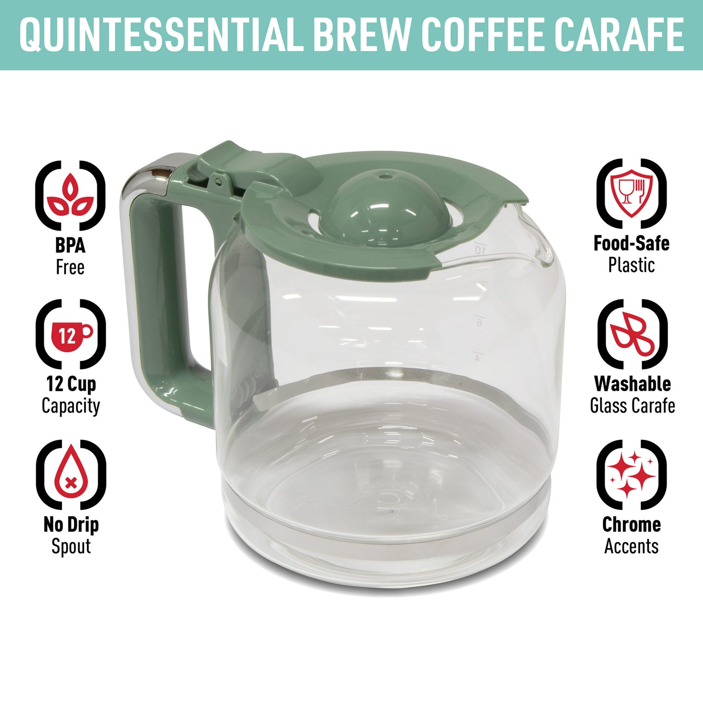 Quintessential Brew Carafe, Cedar Green & Chrome - 75543