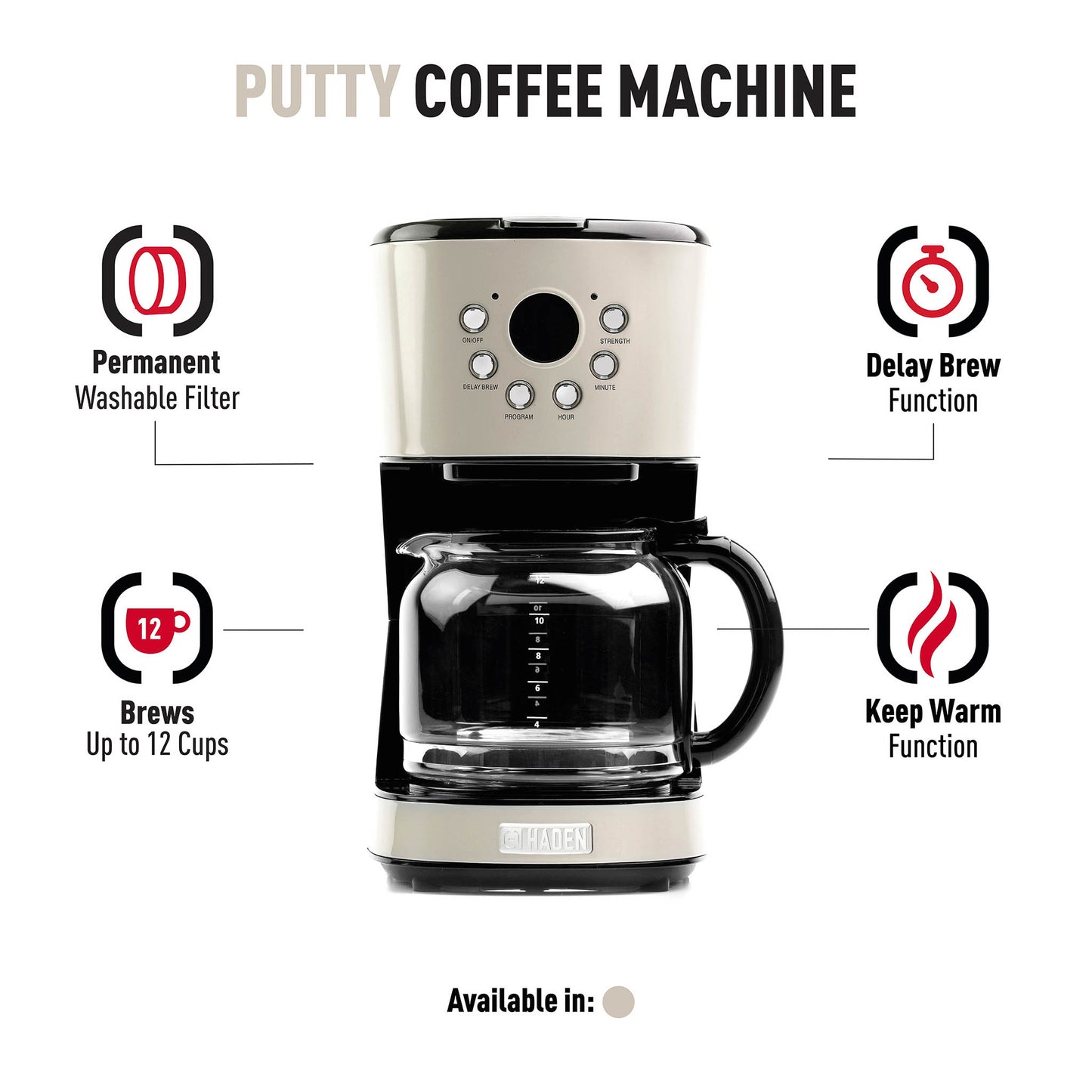 Haden Coffee Machine, Putty - 75028