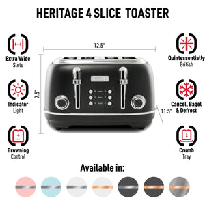 Heritage 4-Slice Toaster, Black & Chrome - 75096
