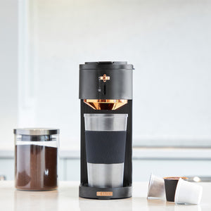 
                
                    Load image into Gallery viewer, HADEN Single Serve Coffee Machine Black and Copper
                
            