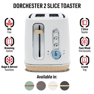 Dorchester 2 Slice Toaster Matte White