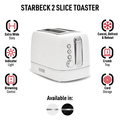 Starbeck Bright White 2 Slice Toaster