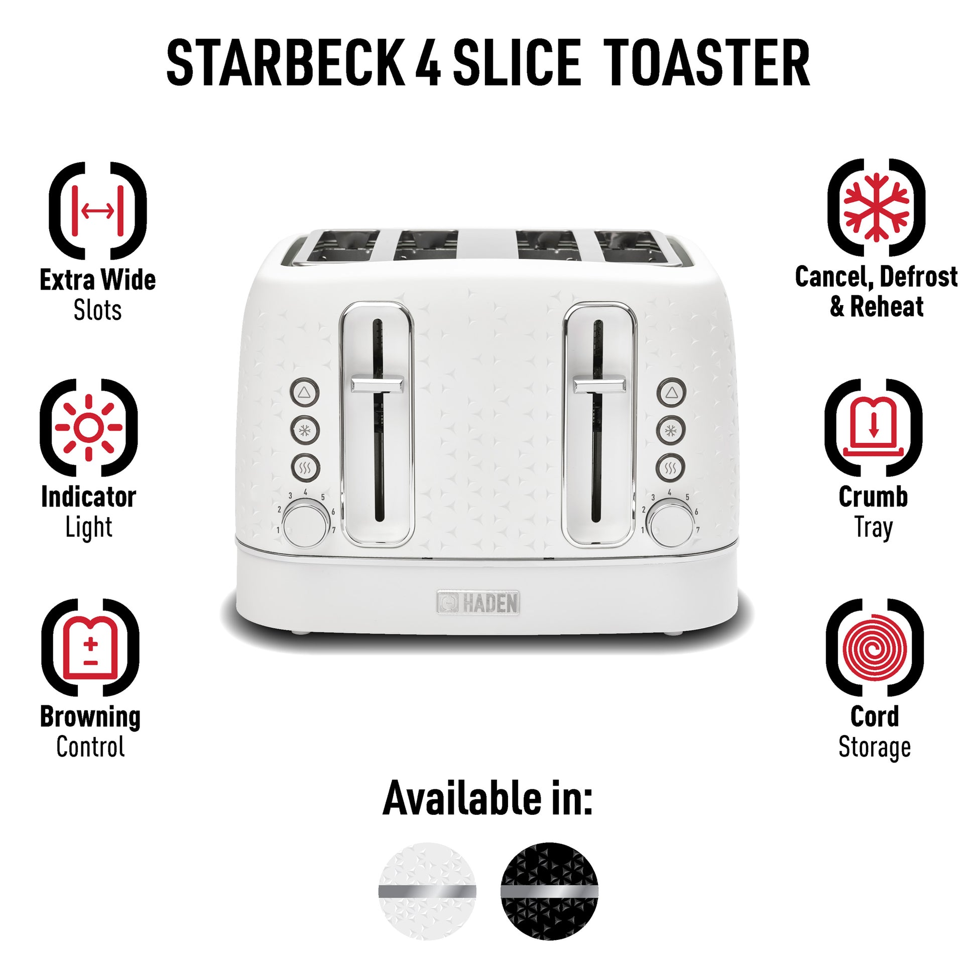 Starbeck 4-Slice Toaster, Bright White 75118 – Hadenusa