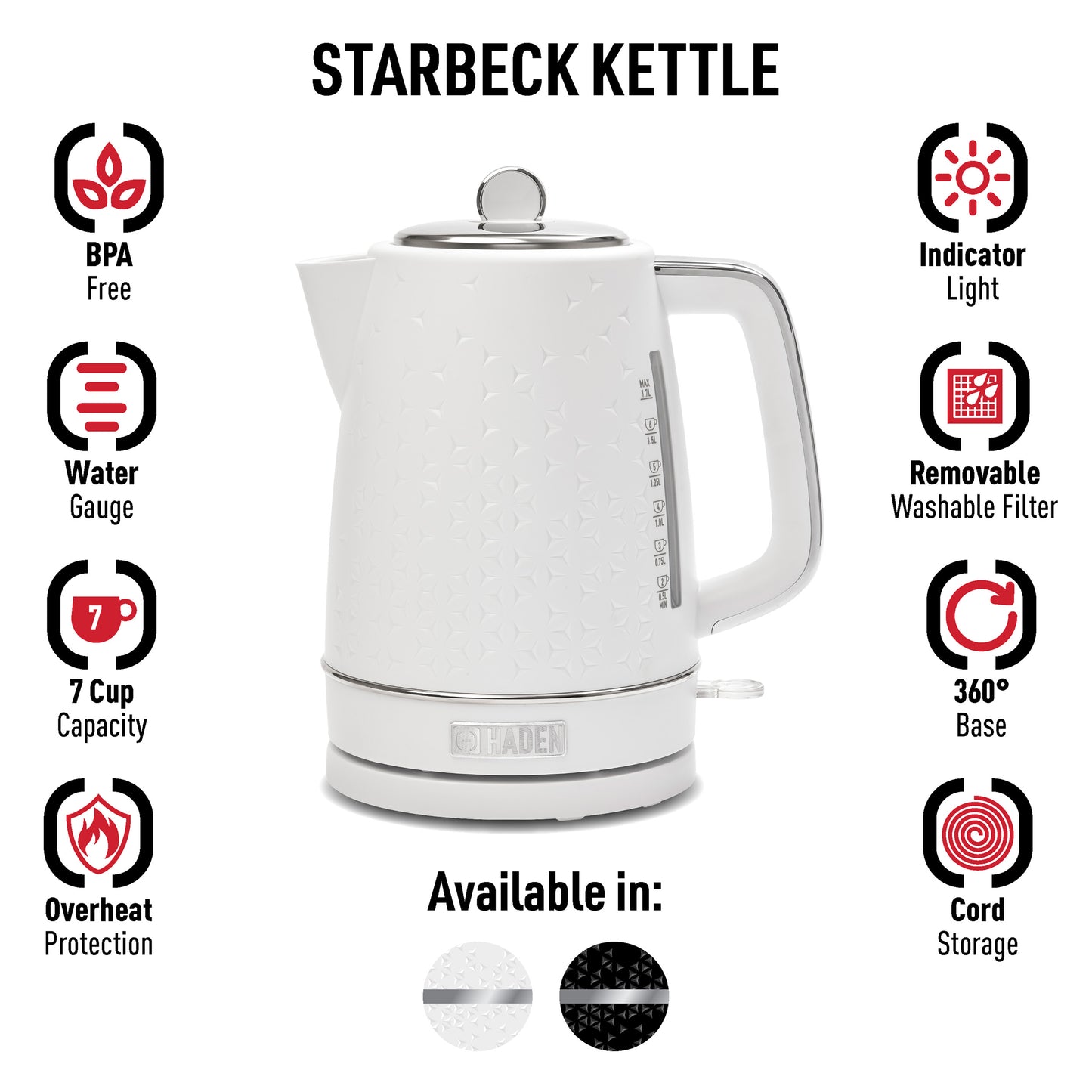 Starbeck Electric Kettle, Bright White - 75119