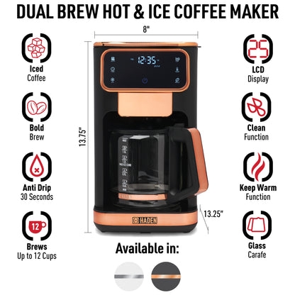 Dual Brew 10 Cup Hot and Ice Coffee Maker Black & Copper - 75144