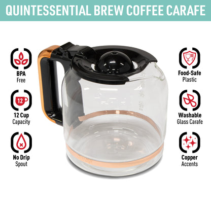 Quintessential Brew Carafe, Black & Copper - 75541