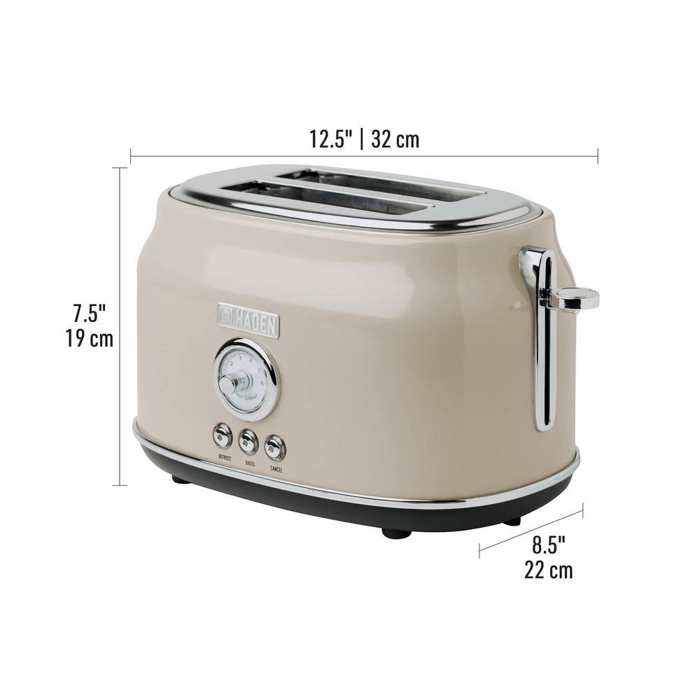 Haden Dorset 2 Slice, Wide Slot, Stainless Steel Toaster - Putty Beige