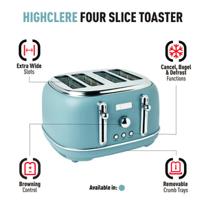 Highclere Poole Blue 4-Slice Toaster