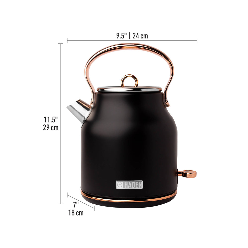 Haden Heritage Stainless Steel Electric Kettle - Black/Copper 1.7 L