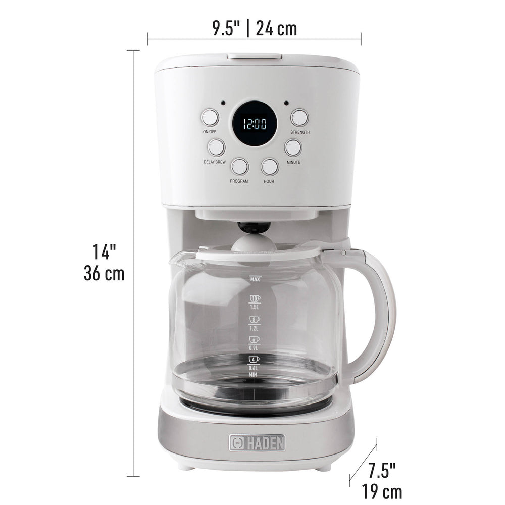 Haden 12-Cup Programmable Coffee Maker, Ivory - 75061