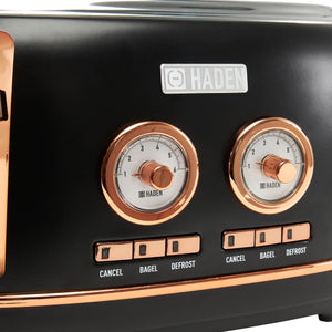 Dorset Black & Copper 4-Slice Toaster