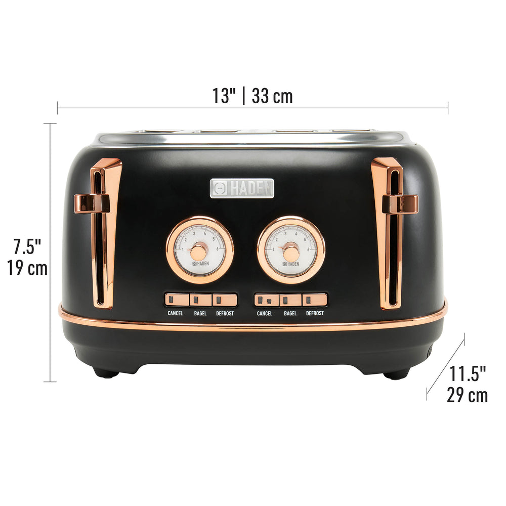 Dorset Black & Copper 4-Slice Toaster