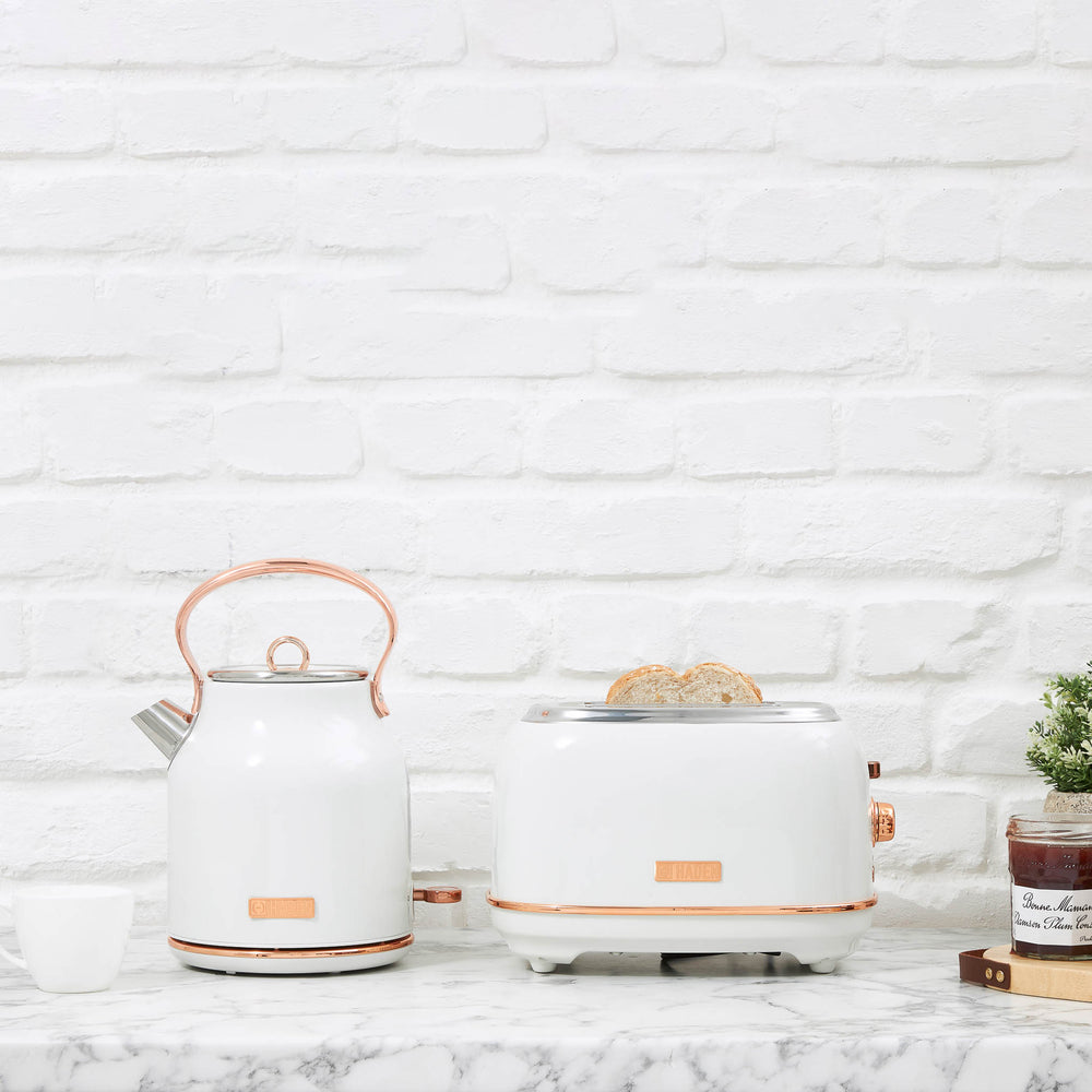 Copper and sales white kettle